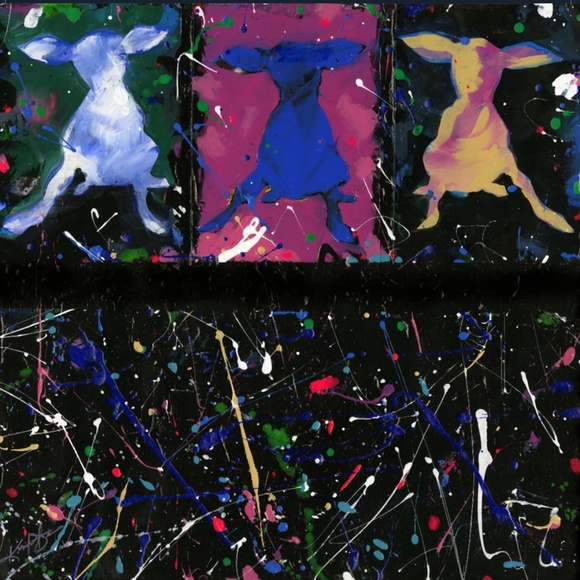 OOAK Abstract Chi Dog Painting by Kathy Morton Stanion - Chihuahua Party - Picture 1 of 8